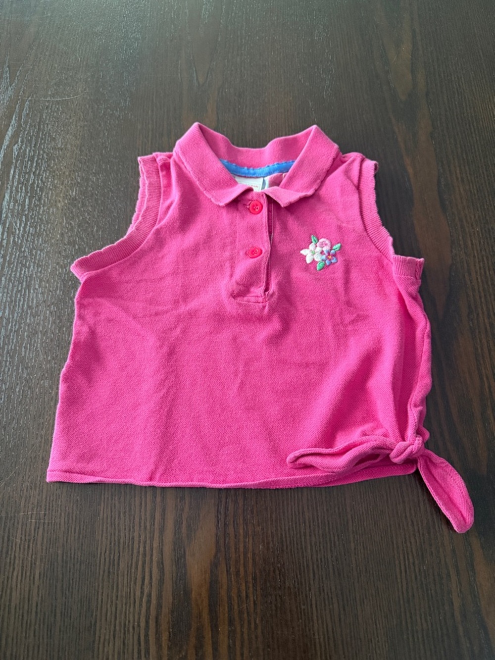 Wonderkids Bright Pink Sleeveless Polo Tank with Side Tie